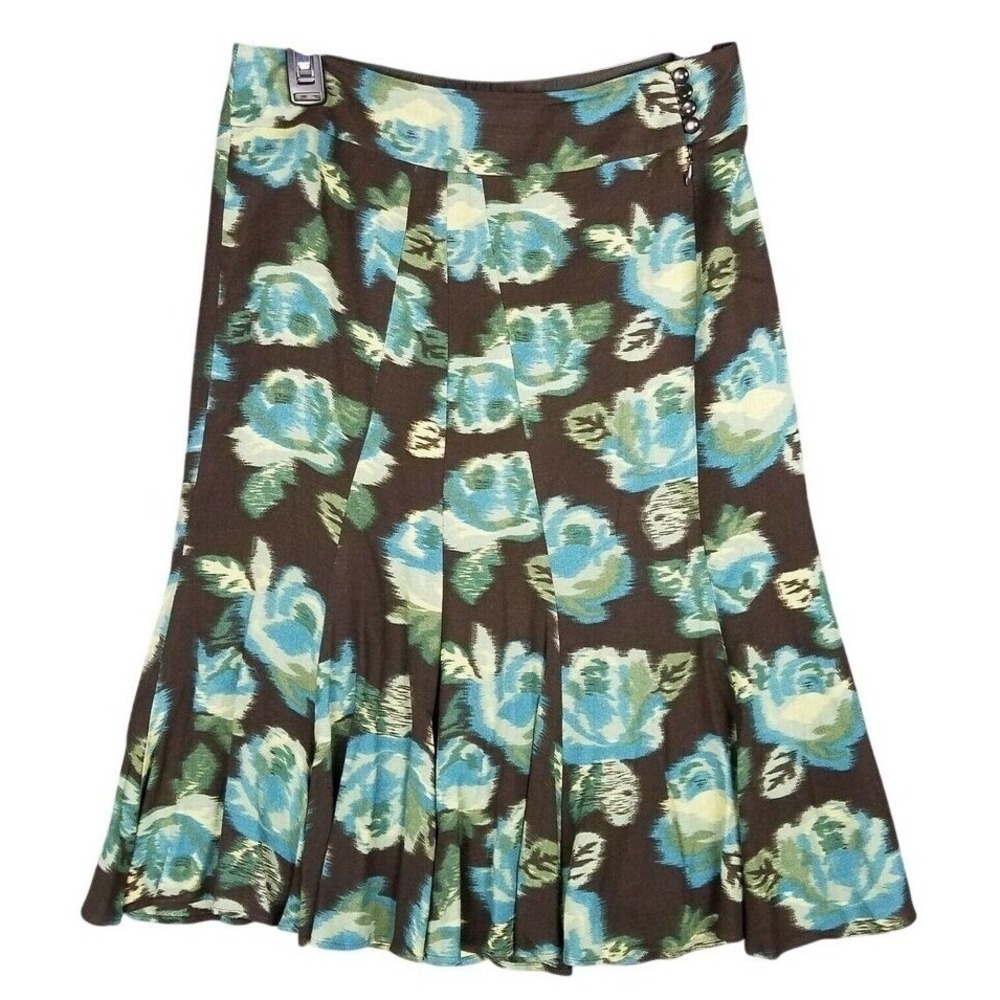 Loft Floral Skirt Women 2 Midi Bohoβ Work Wear Flowy Silhouette Pleated Resort